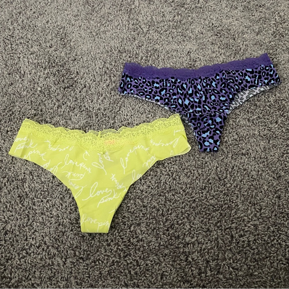 NWT PINK Victoria’s Secret 2 Pair of Thongs - size L